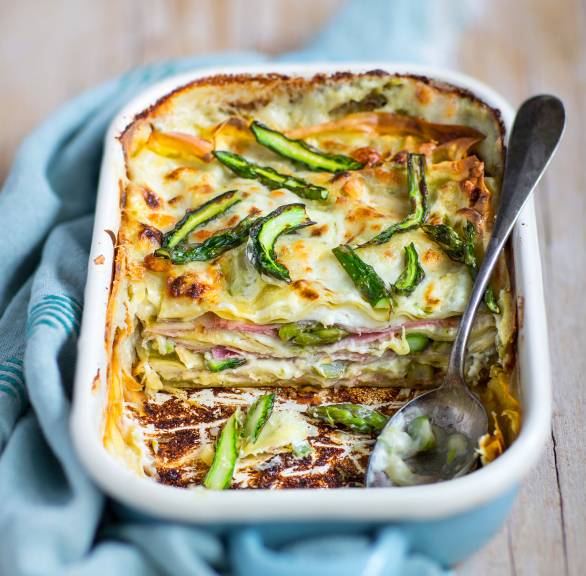 Lasagne szparagowa z szynką