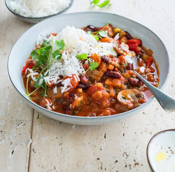 Warzywne chili z ryżem