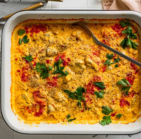 Kawałki kurczaka z piekarnika z kremem curry