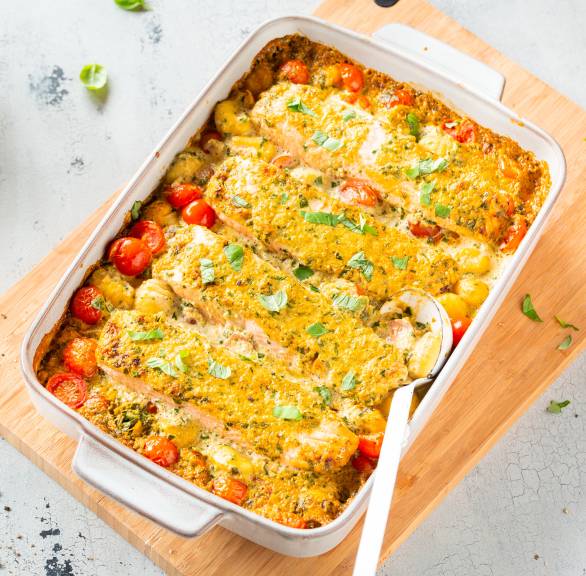 Łosoś po toskańsku z gnocchi