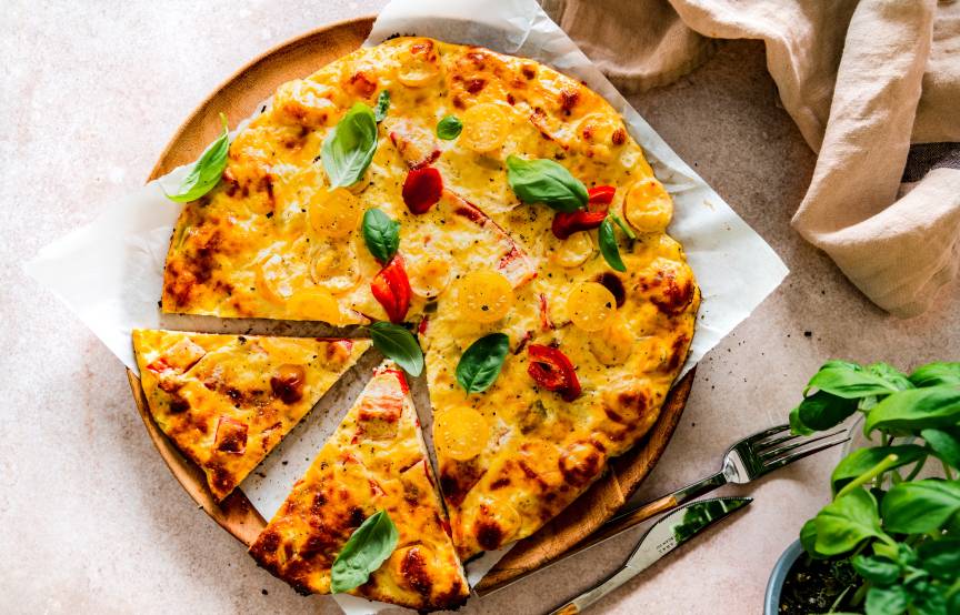 Pizza jajeczna o niskiej zawartości węglowodanów