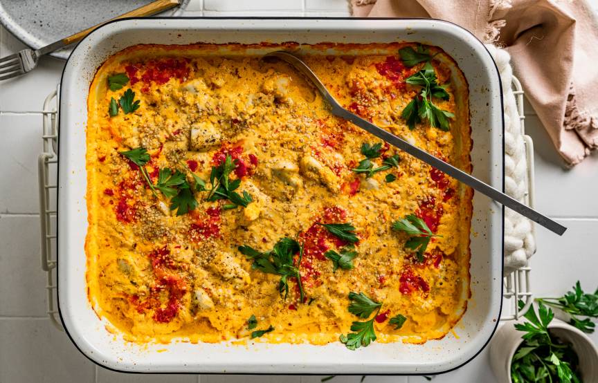 Kawałki kurczaka z piekarnika z kremem curry