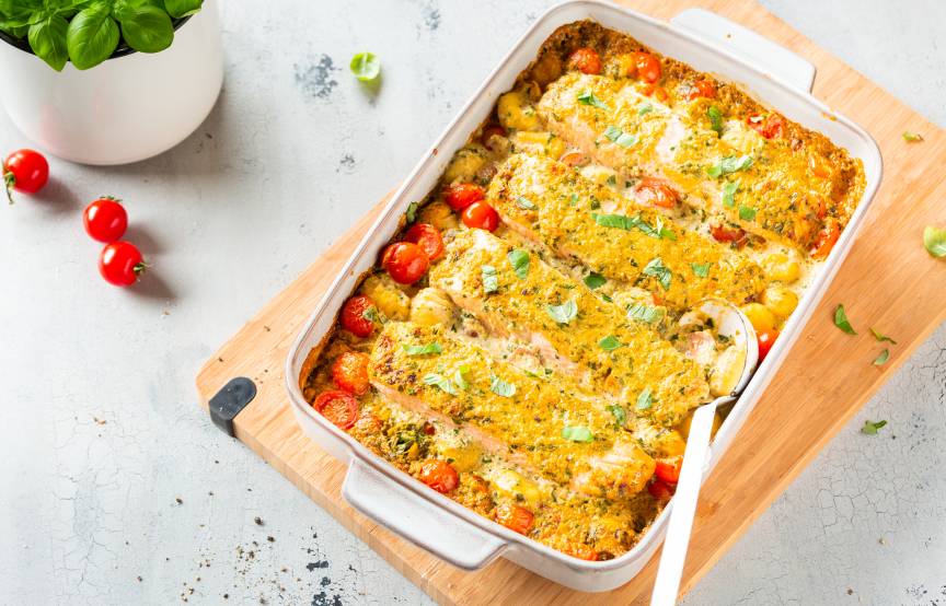 Łosoś po toskańsku z gnocchi