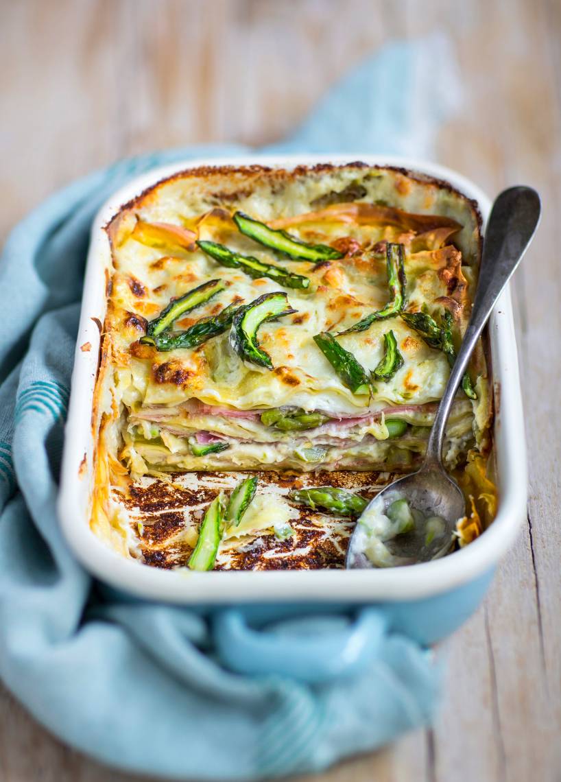 Lasagne szparagowa z szynką