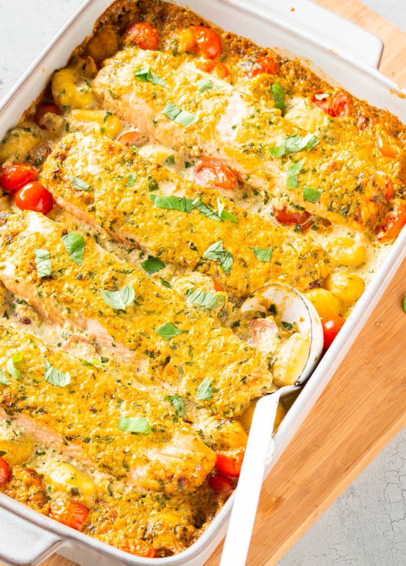 Łosoś po toskańsku z gnocchi