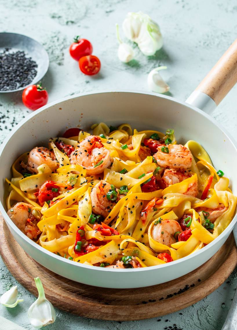 Zoodles z krewetkami