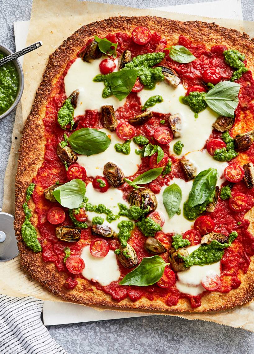 Pizza z kalafiora i pesto z groszku