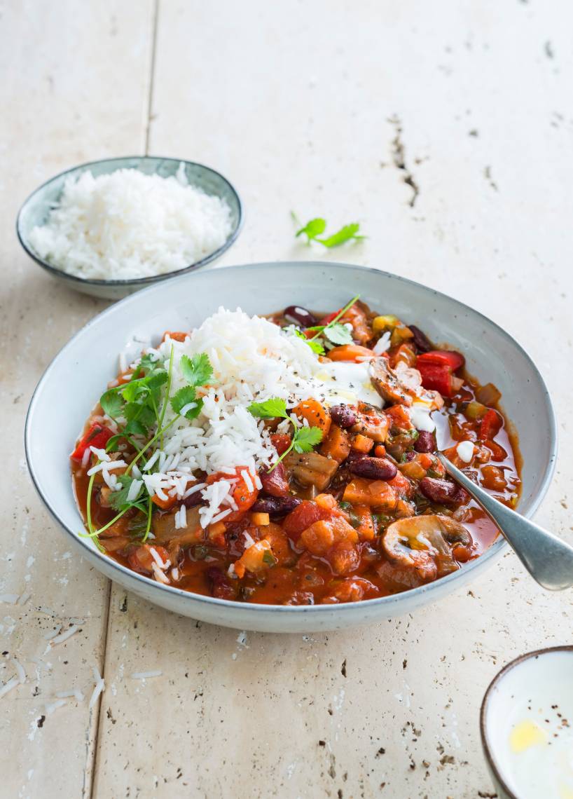 Warzywne chili z ryżem