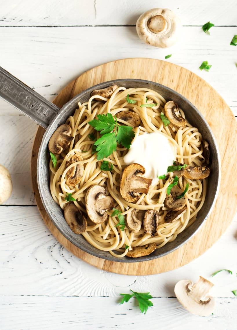Spaghetti w kremowym sosie grzybowym