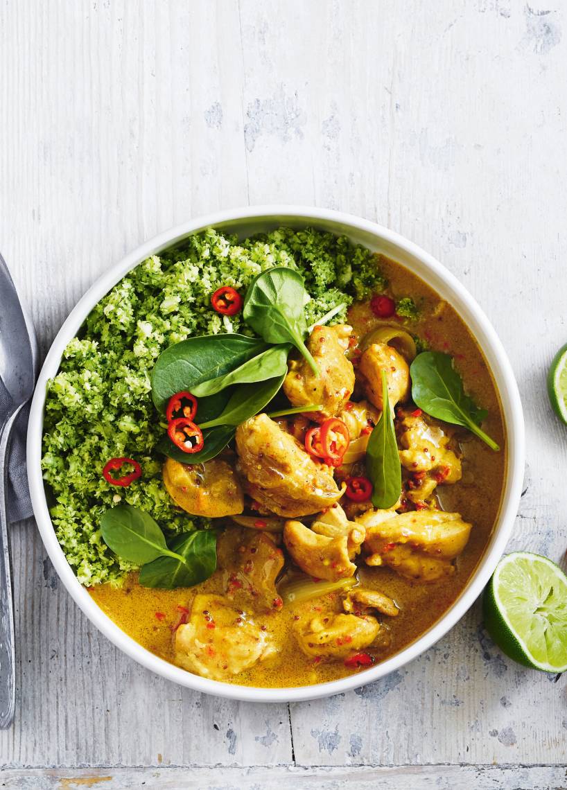 Kurczak curry z ryżem brokułowo - kalafiorowym (all-in-one)