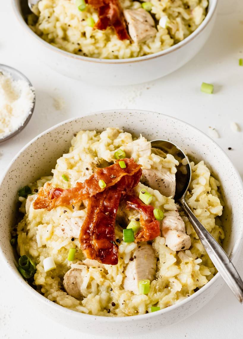Wiosenne risotto z kurczakiem i boczkiem