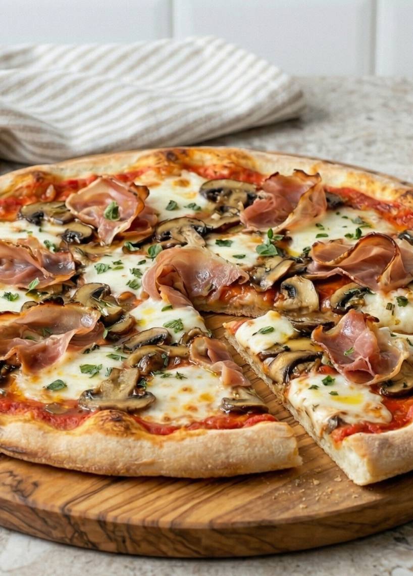 Pizza prosciutto e funghi