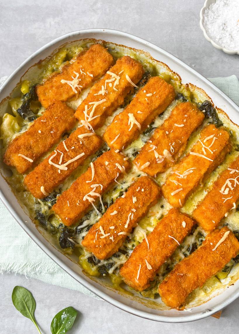 Zapiekanka z paluszkami rybnymi